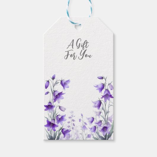 Elegante Paarse Bloemen Cadeaulabel (Voorkant)