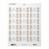 Elegante Paarse Bloemen Dalmatische Stippen gepers Etiket (Full Sheet)