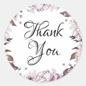 Elegante paarse bloemen dank u ronde sticker (Voorkant)