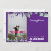 Elegante Paarse bloemen dank u witte kalligrafie (Achterkant)