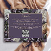 Elegante Paarse Bloemen Dark Moody Wedding Details Informatiekaartje