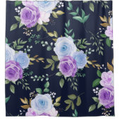 Elegante paarse bloemen douchegordijn (Voorkant)