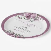 Elegante Paarse Bloemen elke leeftijd Verjaardag Papieren Bordje (Gekanteld)