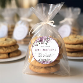 Elegante paarse bloemen elke leeftijd verjaardag ronde sticker