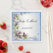 Elegante Paarse bloemen en vlinder papier servette Servet (Insitu)