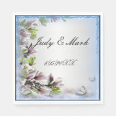 Elegante Paarse bloemen en vlinder papier servette Servet (Voorkant)