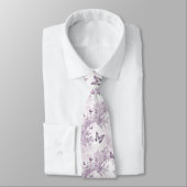 Elegante paarse bloemen en vlinders stropdas (Gebonden)