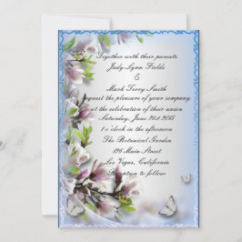 Elegante Paarse bloemen- en vlinderuitnodiging Kaart