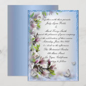 Elegante Paarse bloemen- en vlinderuitnodiging Kaart (Voorkant / Achterkant)