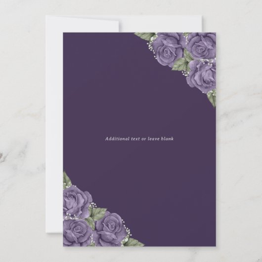 Elegante Paarse Bloemen Foto Memorial Service Kaart (Achterkant)
