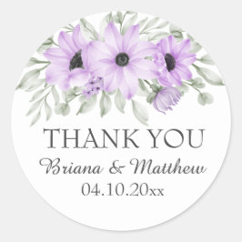 Elegante Paarse Bloemen gunsten Ronde Sticker