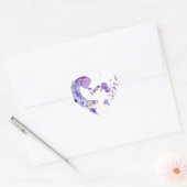 Elegante Paarse Bloemen Hart "Love" bruiloft Stick Sticker (Envelop)