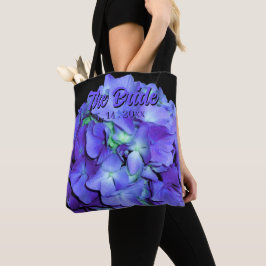 Elegante paarse bloemen hortensia's de bruid tote bag
