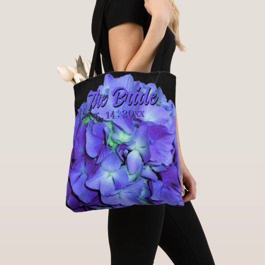 Elegante paarse bloemen hortensia's de bruid tote bag (Dichtbij)