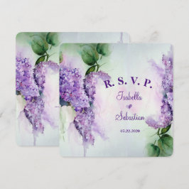 Elegante Paarse Bloemen Huwelijk RSVP Kaart
