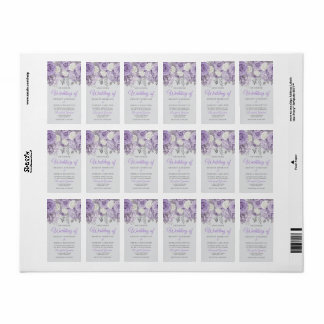 Elegante Paarse Bloemen Huwelijksuitnodiging met S Etiket