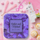 Elegante paarse bloemen Hydrangeas Lavendel lila Papieren Bordje (Feest)