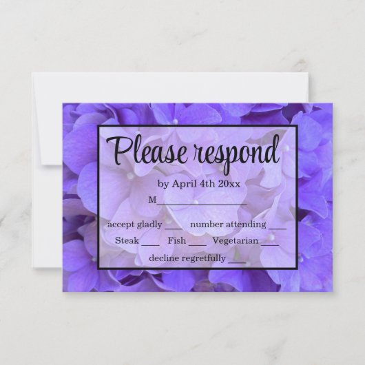Elegante paarse bloemen Hydrangeas Lavendel RSVP (Voorkant)
