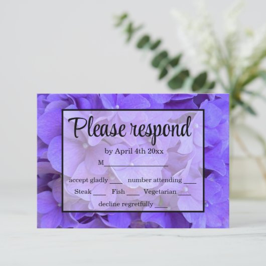 Elegante paarse bloemen Hydrangeas Lavendel RSVP (Staand voorkant)