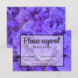 Elegante paarse bloemen Hydrangeas Lavendel RSVP Kaartje