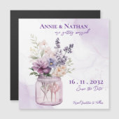 Elegante paarse bloemen in Mason Jar Bloemen bruil (Voorkant / Achterkant)