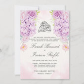 Elegante Paarse Bloemen Islamitische Moslim Bruilo Kaart (Voorkant)