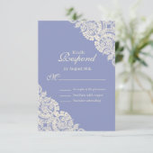Elegante paarse bloemen kant reactiekaart RSVP kaartje (Staand voorkant)