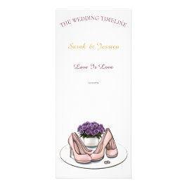 Elegante Paarse Bloemen Lesbisch Trouwtijdlijn Ca Reclamekaart
