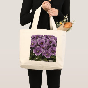 Elegante Paarse Bloemen LGBTQ Mrs & Mrs Trouw Grote Tote Bag