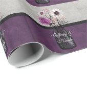 Elegante Paarse Bloemen Mason Jar Wedding Party Gi Cadeaupapier (Rol Hoek)