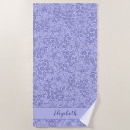 Elegante paarse bloemen met monogram strandlaken