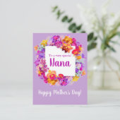 Elegante paarse bloemen Nana Moederdag Briefkaart (Staand voorkant)