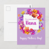 Elegante paarse bloemen Nana Moederdag Briefkaart (Voorkant / Achterkant)