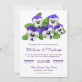 Elegante paarse bloemen Pansy bruiloft uitnodiging (Voorkant)