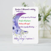 Elegante Paarse Bloemen RSVP Wedding Kaart – Moon  (Staand voorkant)