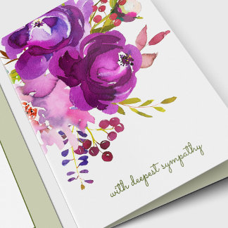 Elegante Paarse Bloemen Sympathie Kaart
