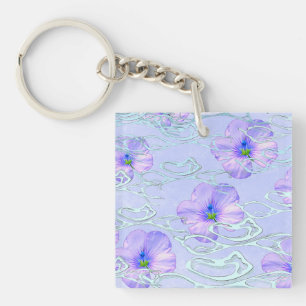 Elegante Paarse Bloemen Telefoonhoes – Botanische Sleutelhanger