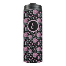 Elegante Paarse Bloemen Thermische Tumbler met Ini