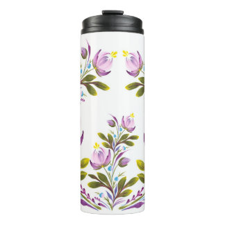 Elegante Paarse bloemen Thermosbeker