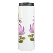 Elegante Paarse bloemen Thermosbeker (Achterkant)