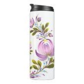 Elegante Paarse bloemen Thermosbeker (Geroteerd rechts)