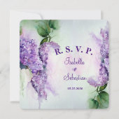 Elegante paarse bloemen trouw-RSVP Kaart (Voorkant)