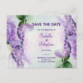 Elegante paarse bloemen Trouw save the date Aankondigingskaart