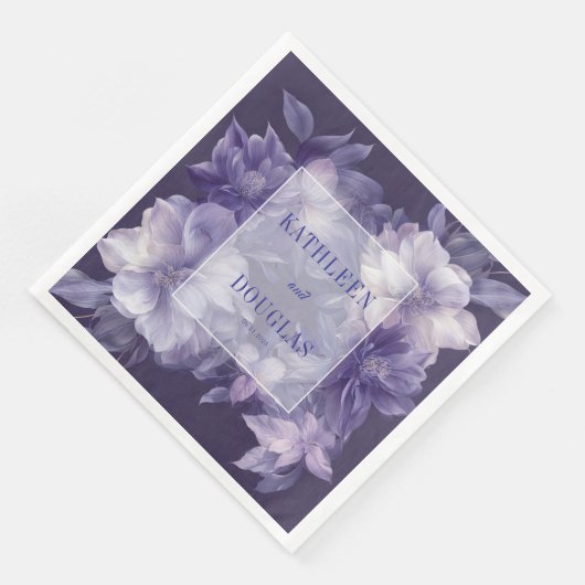 Elegante Paarse Bloemen Trouwservet Servet (Hoek)