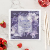 Elegante Paarse Bloemen Trouwservet Servet (Insitu)
