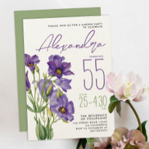 Elegante Paarse Bloemen Tuinfeest Waterverf