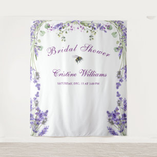 Elegante Paarse Bloemen Verlovingsfeest Tapijt Wandkleed