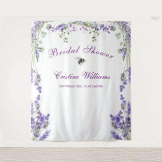 Elegante Paarse Bloemen Verlovingsfeest Tapijt Wandkleed