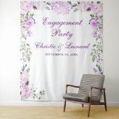 Elegante paarse bloemen verlovingsfeest wandkleed (In situ)