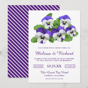Elegante Paarse Bloemen Viooltje Trouw Uitnodiging